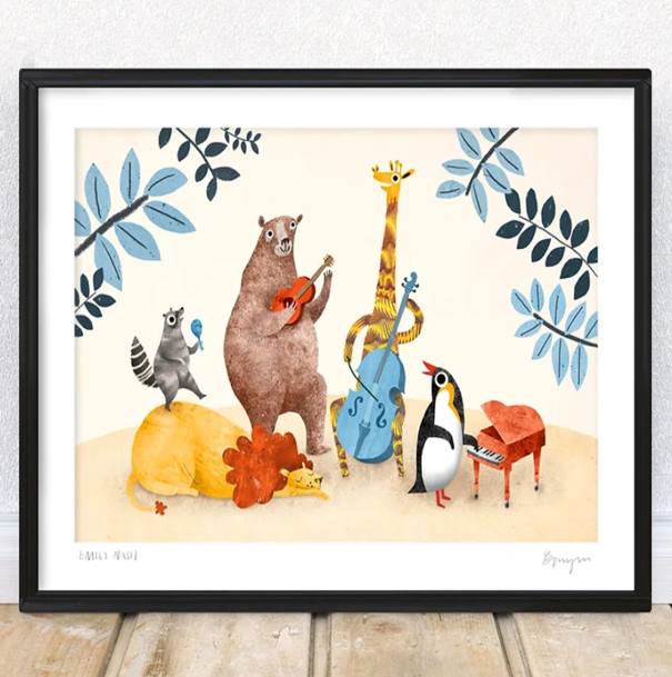 'Animal musicians' art print