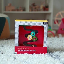 Load image into Gallery viewer, Your baby will enjoy racing their butterfly, bee and ladybird friends through the apple to ring the bell at the end with this Apple Run toy. A lovely gift for any baby or toddler
