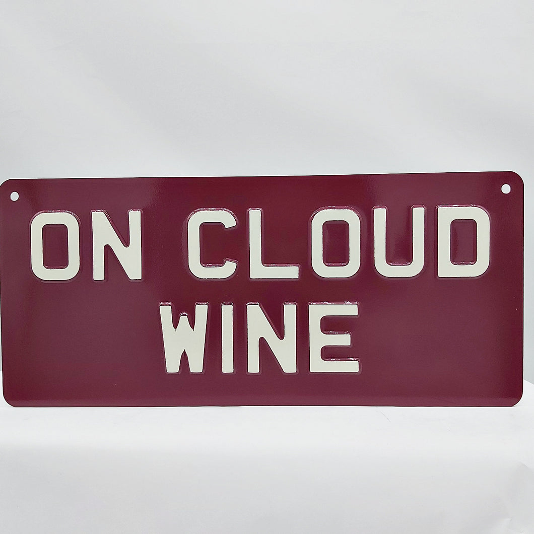On cloud wine sign (13.5 x 6) - plum cream text