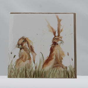 Pair of hares greetings card