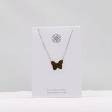 Load image into Gallery viewer, Hammered brass butterfly necklace
