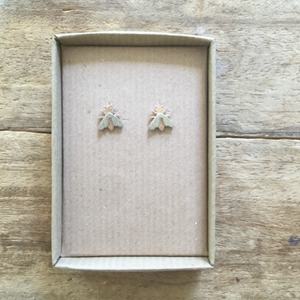 Nouveau gold & silver bee earrings