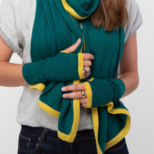 Load image into Gallery viewer, Bette cashmere beanie - teal/mustard
