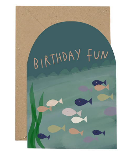 Birthday fun fish curved card