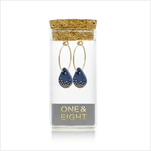 Load image into Gallery viewer, Porcelain Dartmouth blue raindrop gold earrings
