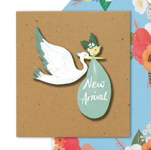 Blue stork baby card