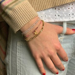Fancy pink beaded friendship bracelet