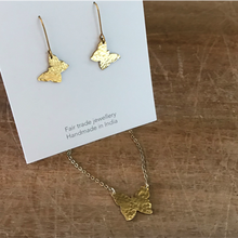 Load image into Gallery viewer, Hammered brass butterfly necklace
