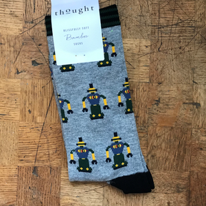 Robot socks - grey marle