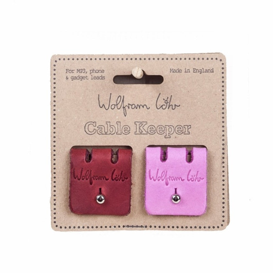 2 pack cable keepers - pink/burgundy