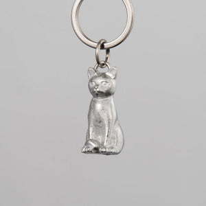 Cat pewter key ring