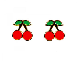 Cherry enamel earrings
