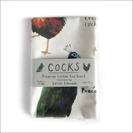 Cocks tea towel