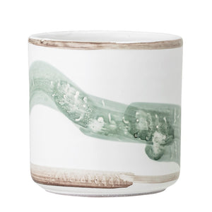 Terracotta deco flowerpot - white