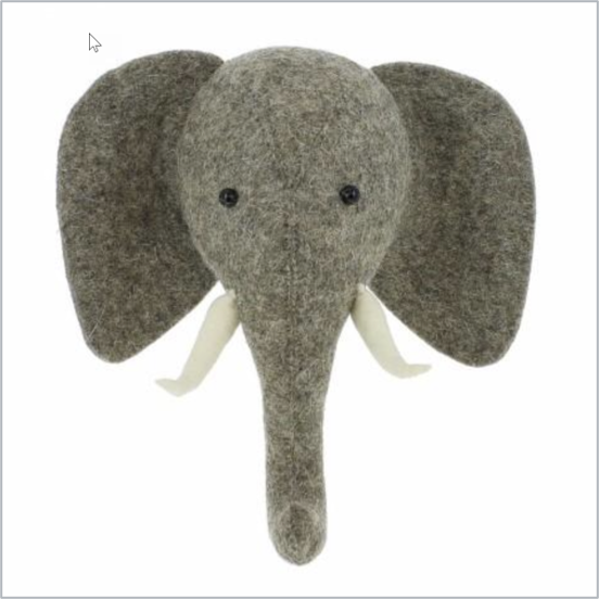 Elephant head with trunk up (semi)