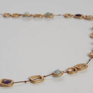 Elements long necklace - gold with mixed stones
