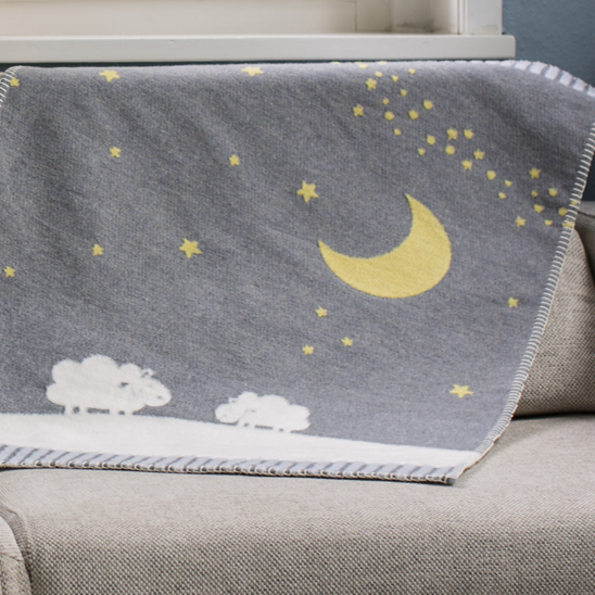 Finn 'moon over sheep' blanket - grey