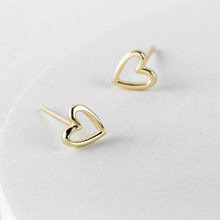 Load image into Gallery viewer, Gold heart stud earrings

