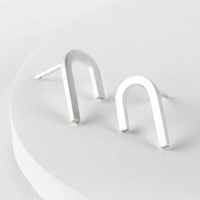 Load image into Gallery viewer, Silver rainbow studs earrings
