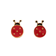 Load image into Gallery viewer, Ladybird enamel earrings
