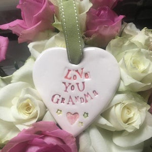 Lovely grandma handmade ceramic hanging heart