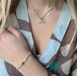 Lelia gold beaded necklace