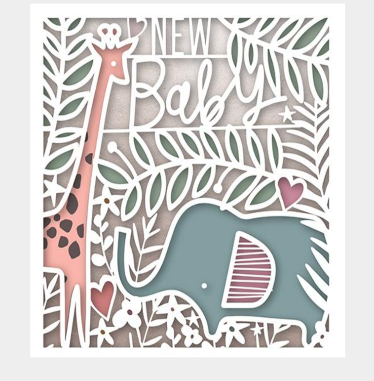 New baby giraffe & elephant card