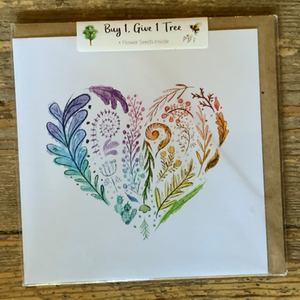 Naturecosm rainbow heart card