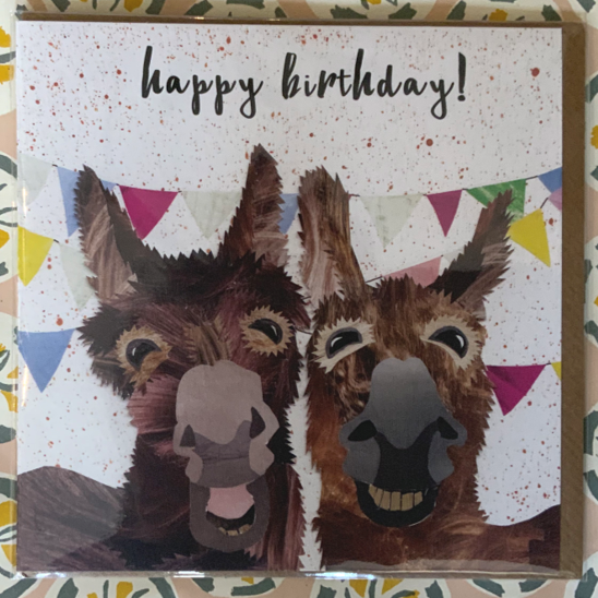 Happy birthday donkeys card