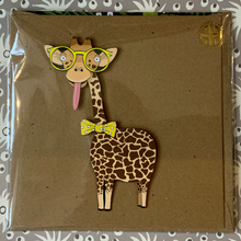 Load image into Gallery viewer, Bow tie giraffe 3D card
