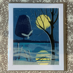 This beautiful wintery scene is taken from a screenprint by artist Sally Elford and a lovely card for any occasion.