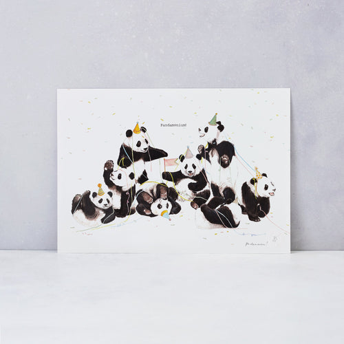 These guys get together and it's Pandamonium!  These panda bears are all about having fun and are perfect for adding a party to your walls.