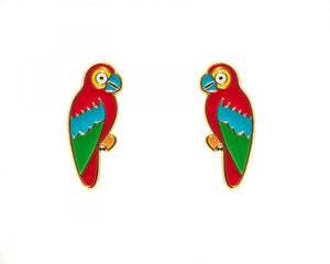 Parrots enamel earrings