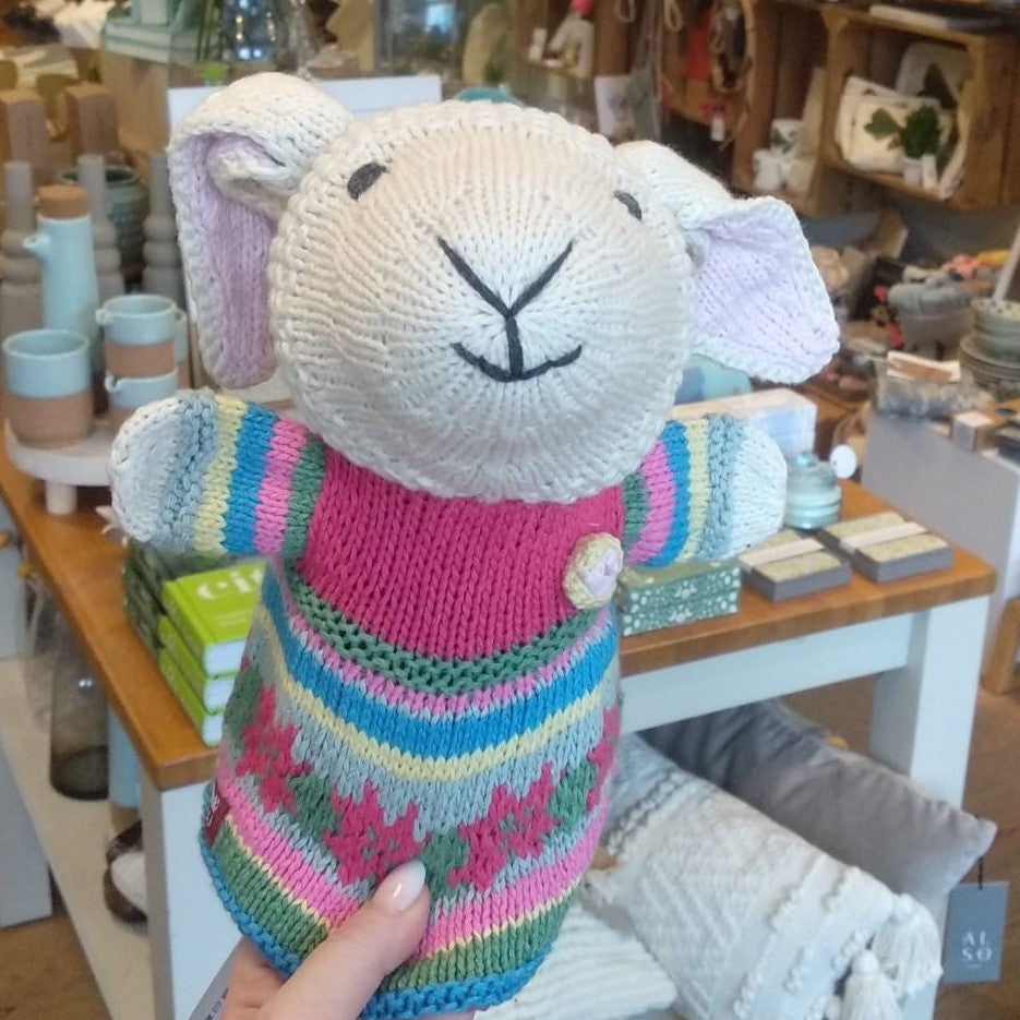 Colourful sheep hand puppet