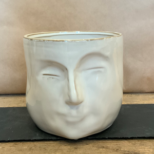 Stoneware flowerpot - white