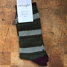 Load image into Gallery viewer, Edoardo bamboo striped socks - khaki green

