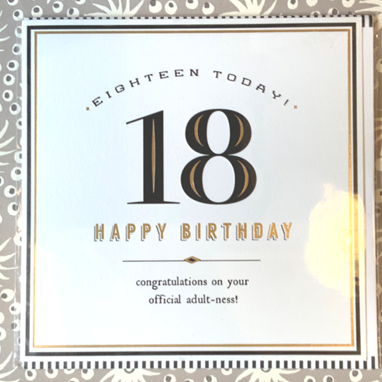 Eighteen today! Official adult-ness! card