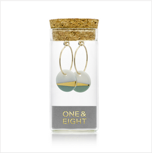 Porcelain sage ray gold earrings