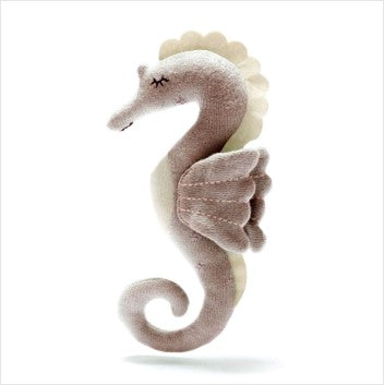 Knitted toy seahorse - pink