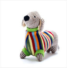 Load image into Gallery viewer, Knitted sausage dog rattle
