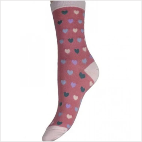 Pink socks with hearts size