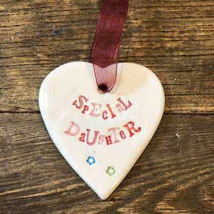Lovely/special daughter handmade ceramic heart