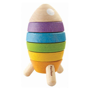 Stacking rocket wooden toy