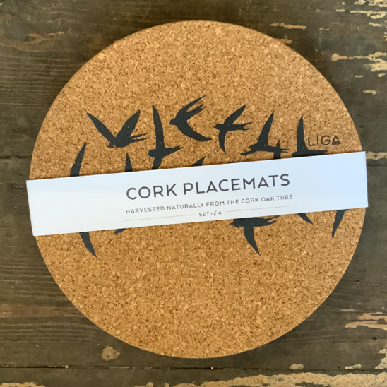 In a pretty grey swallow design, delicate and beautiful for any table.  Cork is sustainable, renewable and recyclable - practical too, water impermeable and easily wipe clean and insulating.