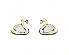 Load image into Gallery viewer, Swans enamel earrings
