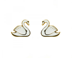 Swans enamel earrings