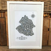 Load image into Gallery viewer, City of St Albans map grey map in white frame
